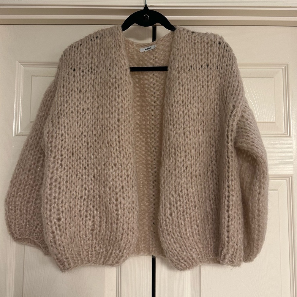 Miami Big Bomber Beige Open-Front Cardigan S/M